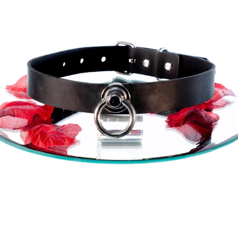 SiaLinda: Halsband Leder mit großem O-Ring 20mm, Serie Nummer 12 Silver, Geschenkverpackung - SiaLinda.com